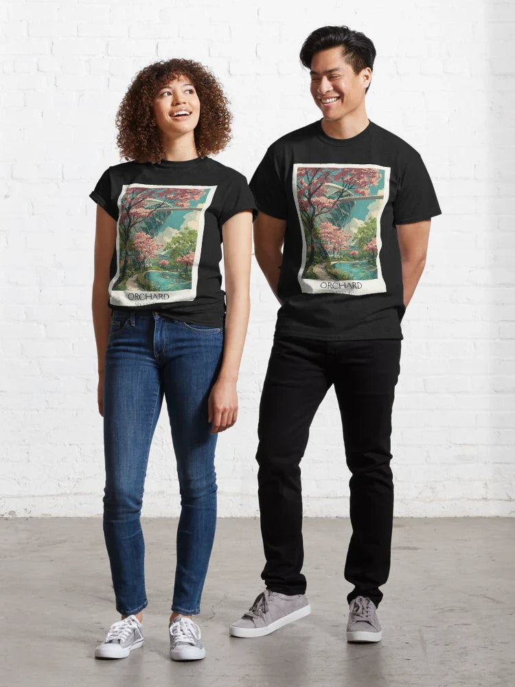 Orchard Singapore Poster – Blossoms, Skyscrapers & Urban Calm Classic T-Shirt
