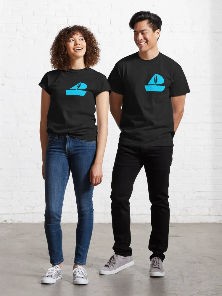 Blue boat with sails pattern Classic T-Shirt