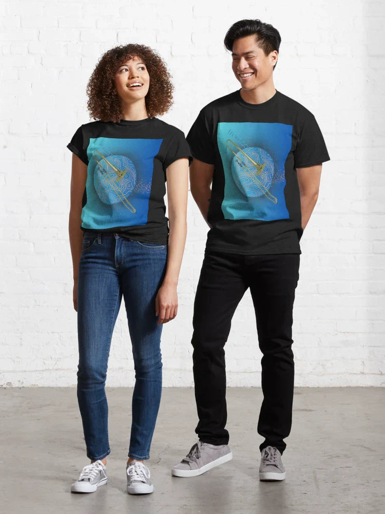 Trombone In Gold & Turquoise Classic T-Shirt