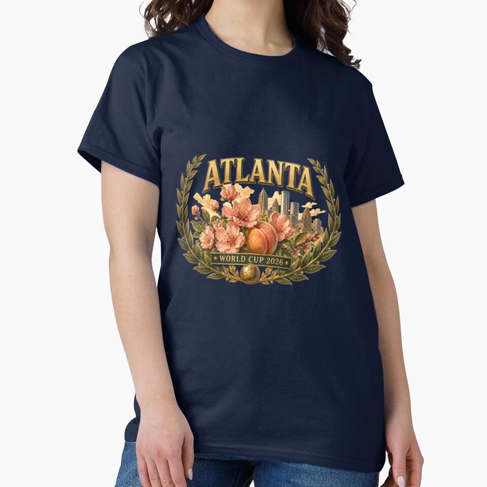 Elegant and Floral Atlanta 2026 World Cup Host City  — Georgia Peach Laurel Wreath by BrickByDream