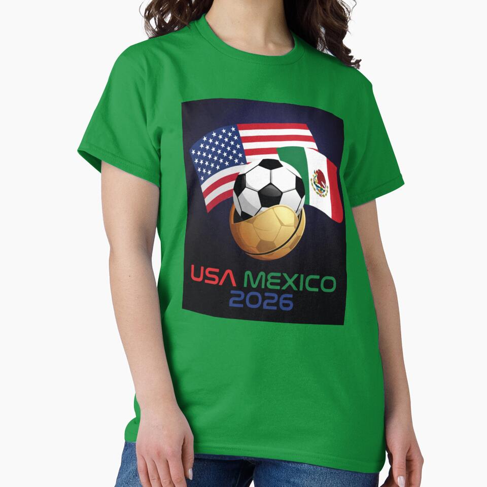 USA Mexico 2026 Soccer Rivalry Flag Football T-Shirt by Nexus Space