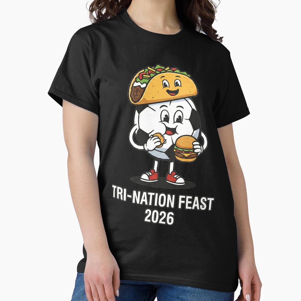 Funny Tri-Nation Feast 2026 Soccer Foodie Taco and Burger Graphic by AdyKurniawan