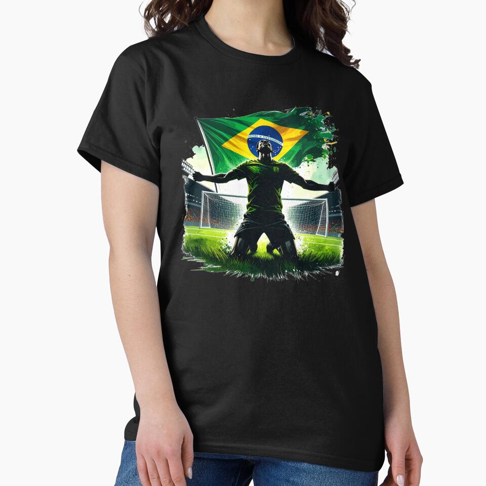Brazil Soccer Player Goal Celebration — Brazilian Flag Football Fan by icemanphotos