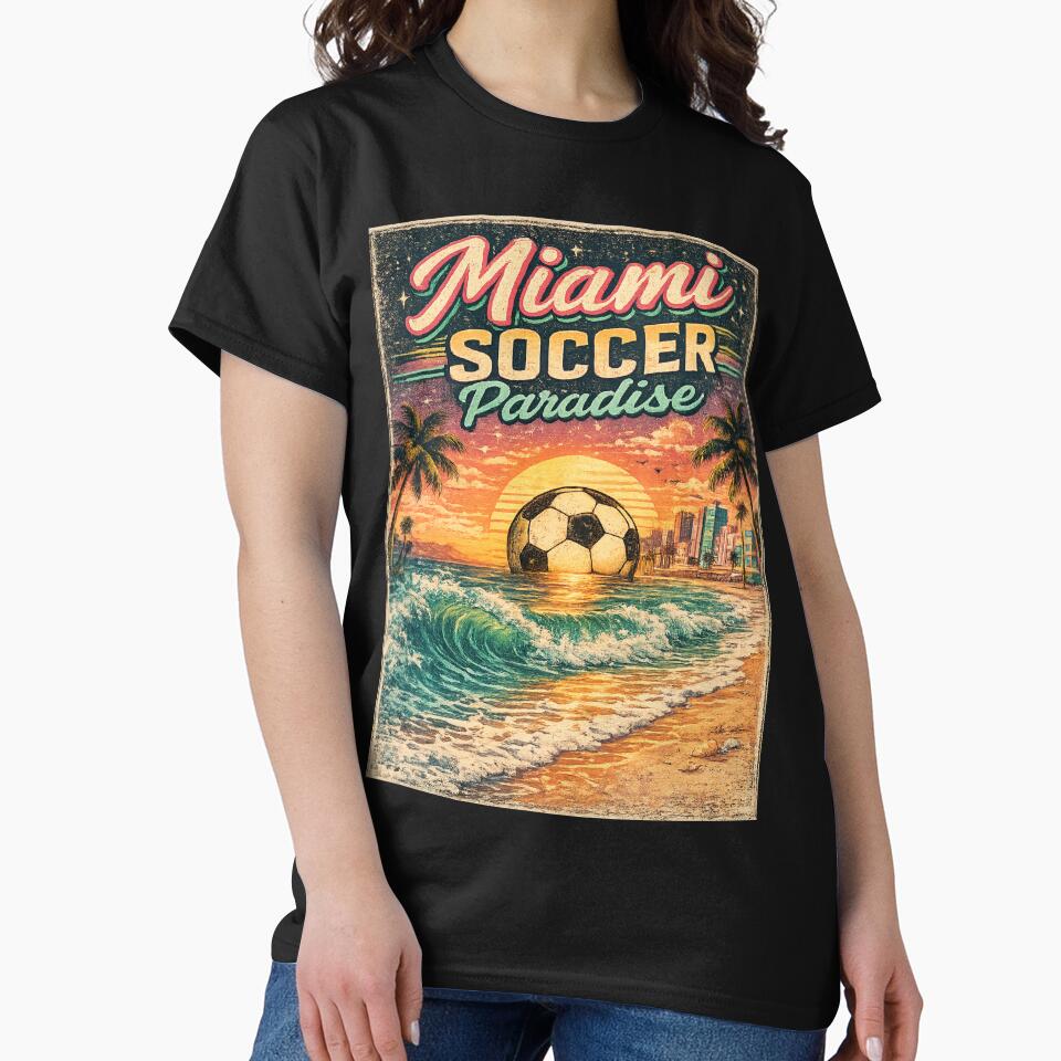 Miami Soccer Paradise Retro Florida Travel Shirt | Vintage Beach Soccer Design by Globalcitytees