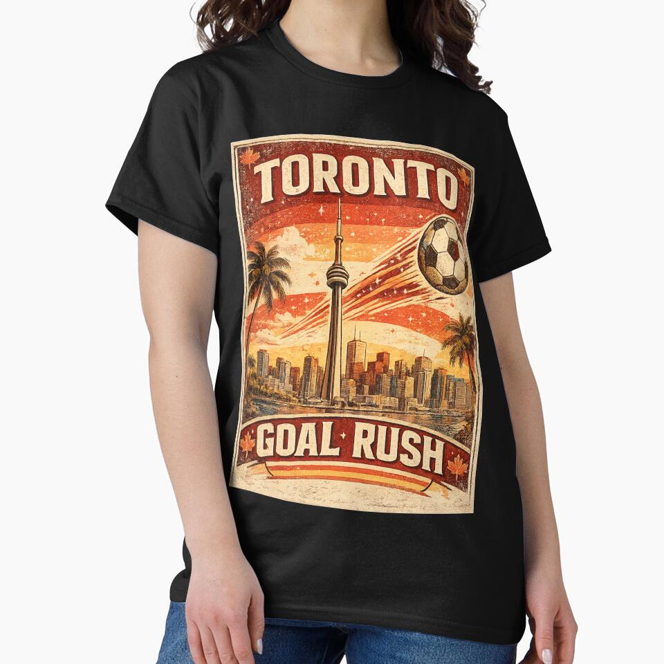Toronto Goal Rush Retro CN Tower Soccer Shirt | Vintage Canada Travel Design by Globalcitytees