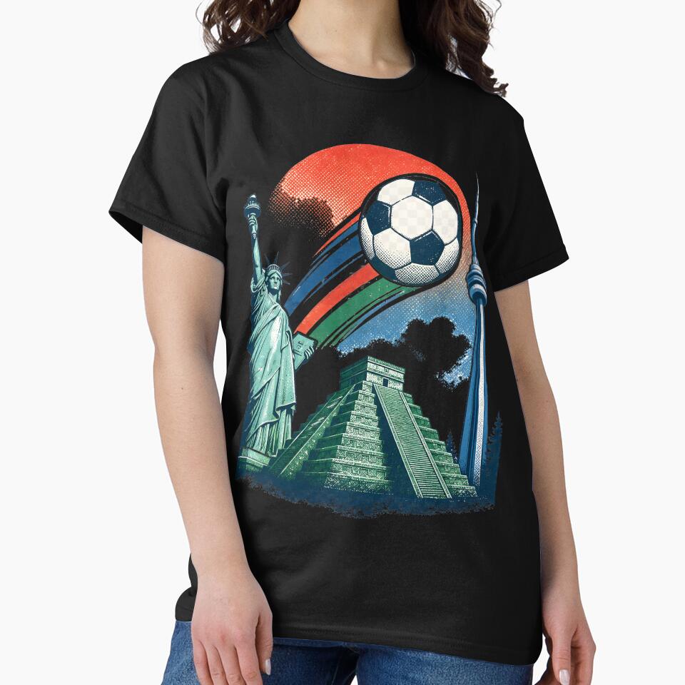 World Soccer Landmarks Vintage Football Design | USA Canada Mexico 2026 by Ikbel Studio