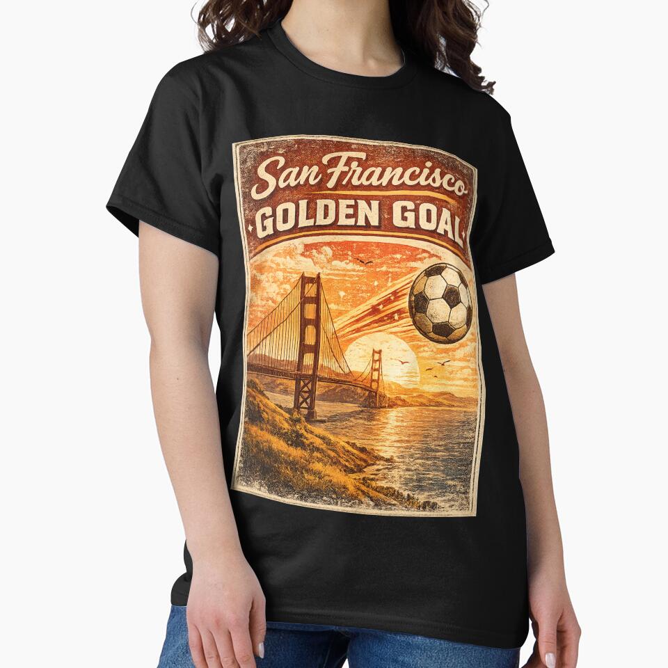 San Francisco Golden Goal Retro Golden Gate Bridge Shirt | Vintage California Soccer Travel Design by Globalcitytees