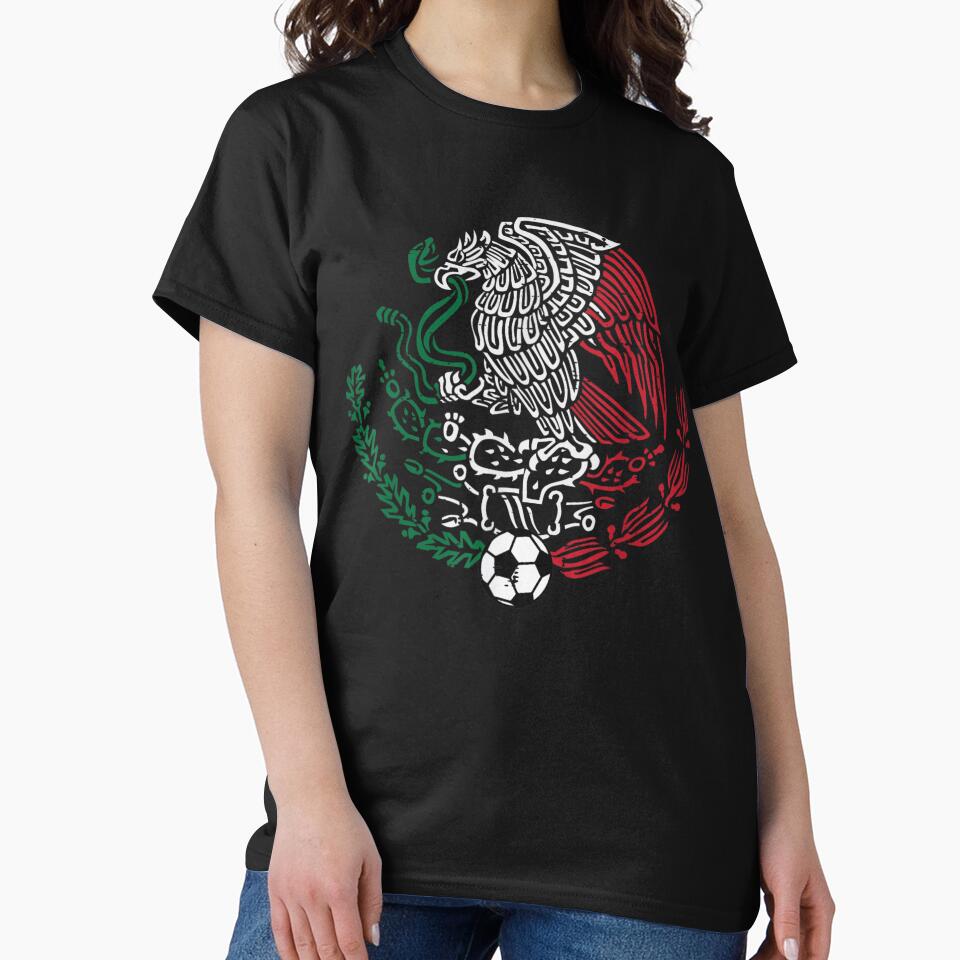 Mexican Flag Eagle And Snake Crest Vintage Distressed Football Soccer Design by YubitaLeLe