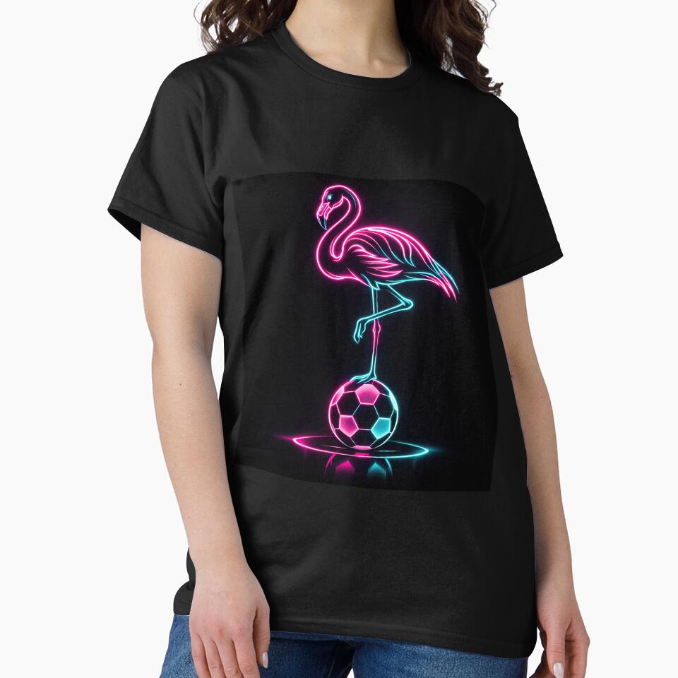 Neon Flamingo Balancing Act on a Soccer Ball Miami Host City by BrickByDream