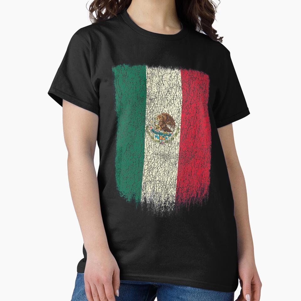 Mexican Flag Shirt Mexico Flag T shirt Grunge Retro Design by cgocgy