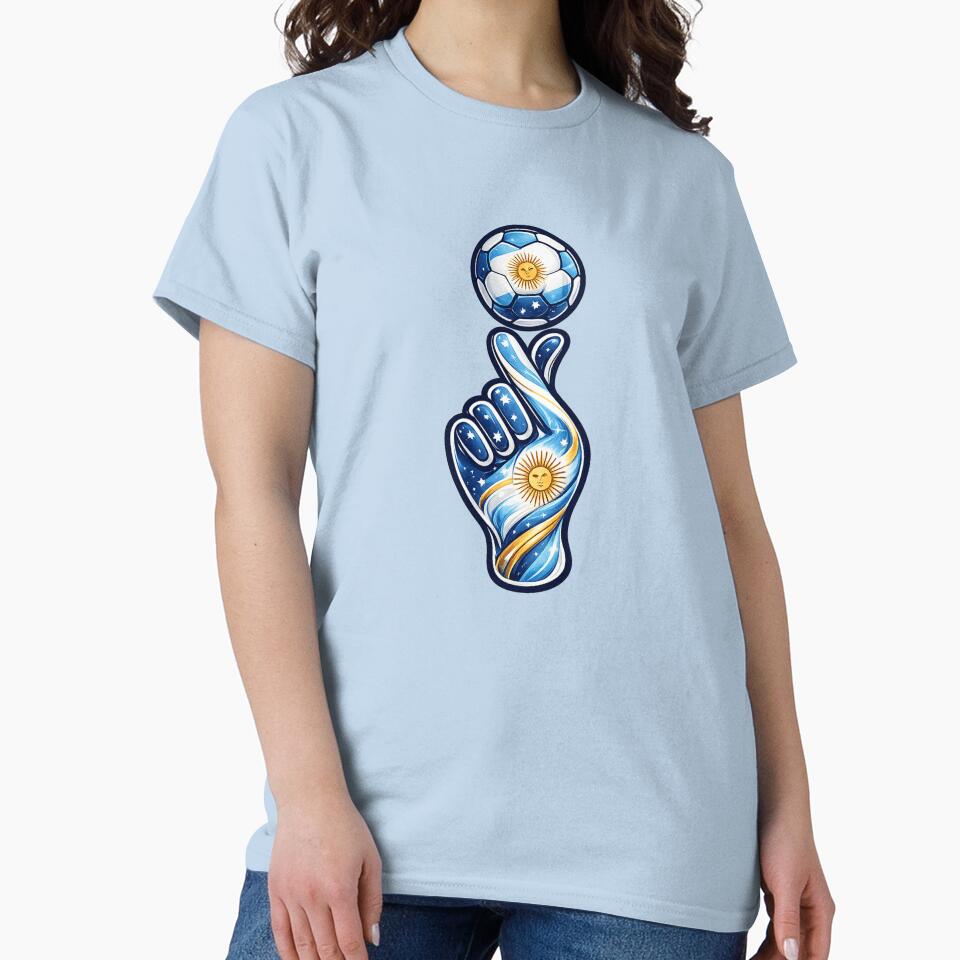 Argentina Soccer Hand Art | Argentine Football Fan Gift | World Cup Supporter Design | Argentina Flag Soccer Graphic | Football Lover T-Shirt by thesmilngnature