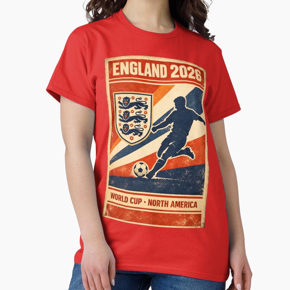 England 2026 – Retro World Cup Matchday Poster by WhisperFrame