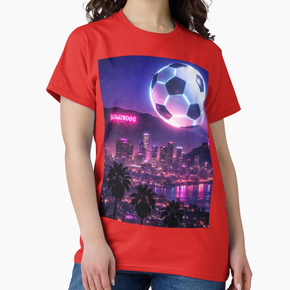 Futuristic Soccer Ball Over Los Angeles Cityscape Host of the World Cup by BrickByDream