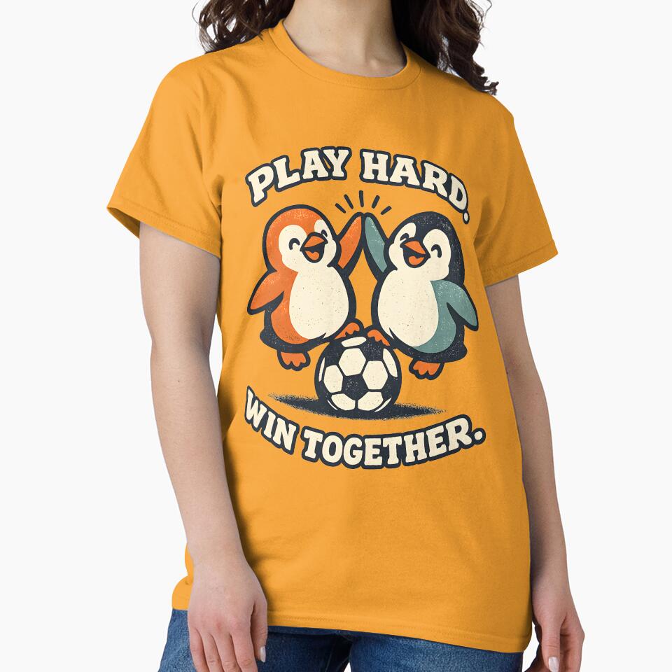 PLAY HARD. WIN TOGETHER. – Cute Penguins Soccer Friendship Mascot Illustration by  Artistry in Motion by MADsrecreation