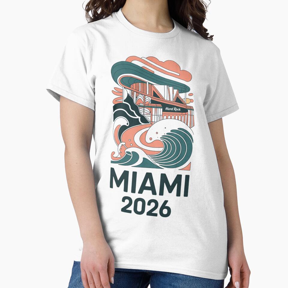 Miami 2026 Ocean Wave Football T-Shirt V12 by DarylWelsh2024