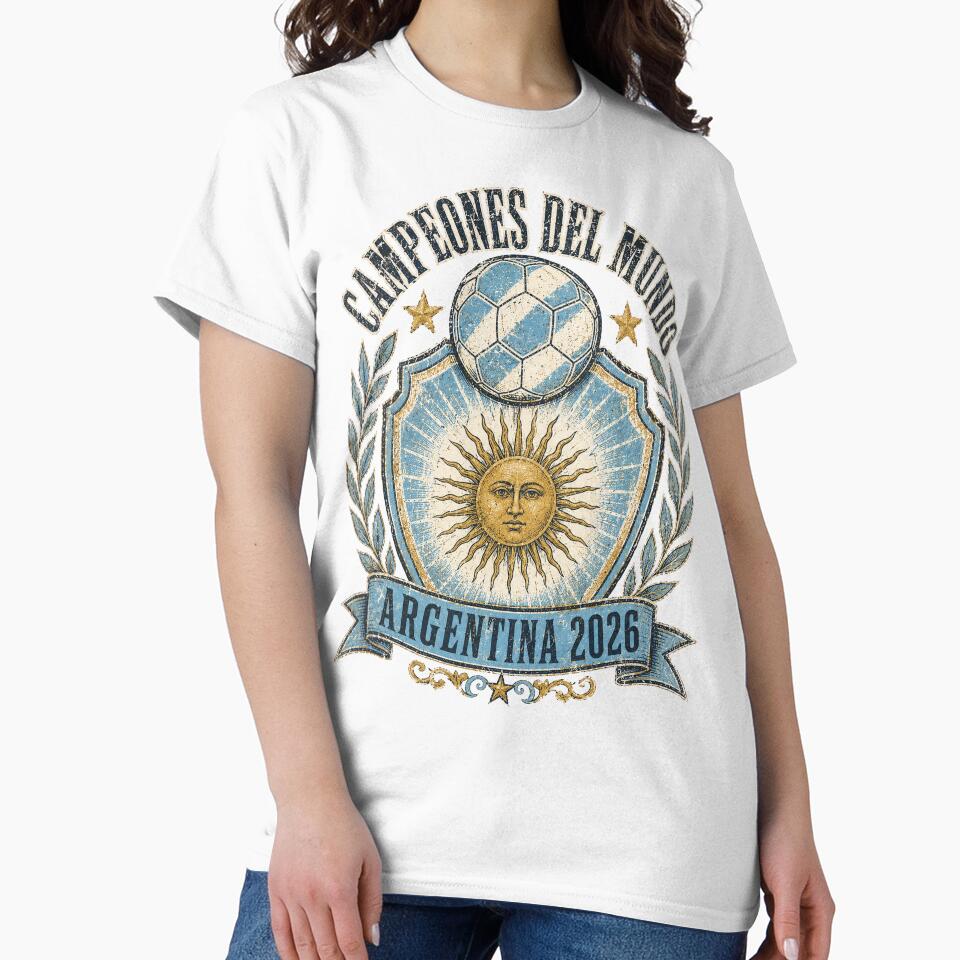 Campeones Del Mundo Argentina 2026 World Cup Soccer T-Shirt by KickoffStudio