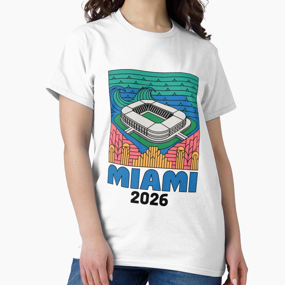 Miami 2026 Ocean Wave Football T-Shirt V2 by DarylWelsh2024