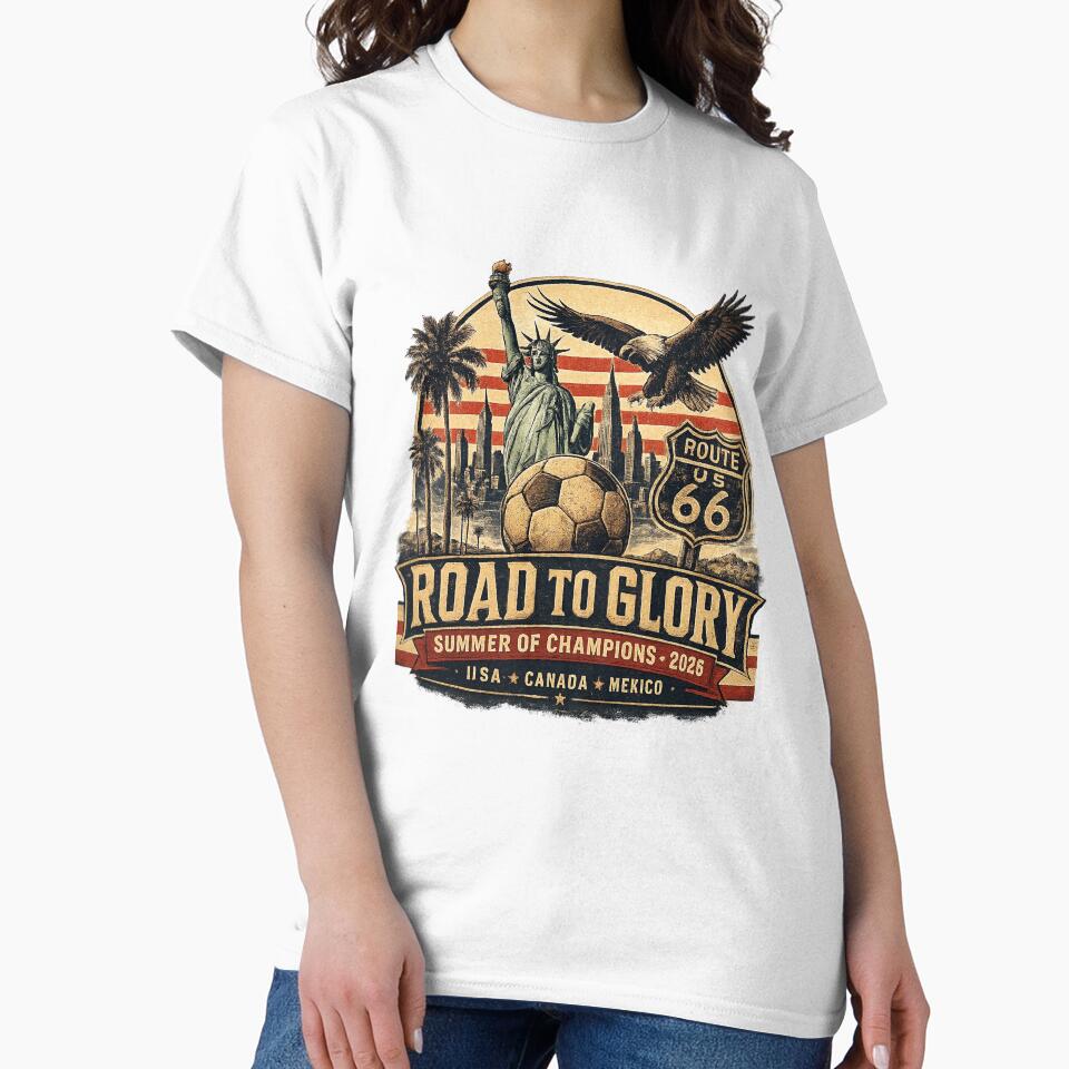 Road To Glory 2026 Vintage Soccer Tee | USA Canada Mexico Summer of Champions by Puraenergia Stickers