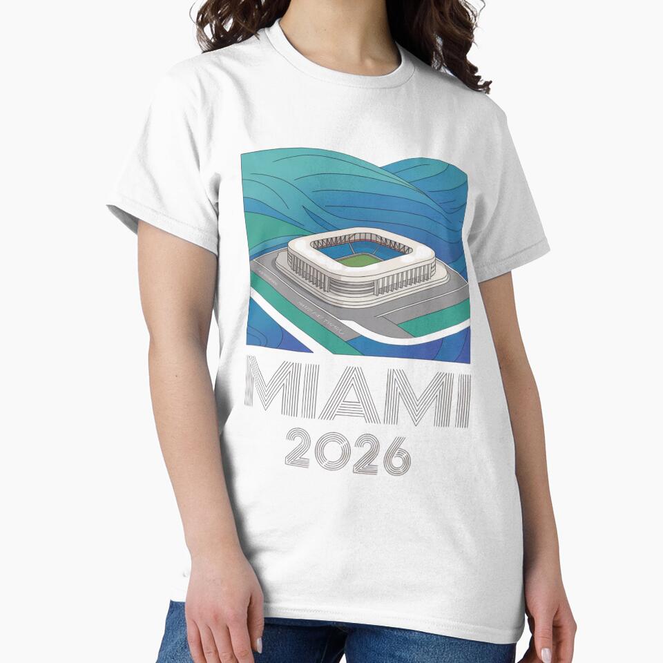 Miami 2026 Ocean Wave Football T-Shirt V8 by DarylWelsh2024