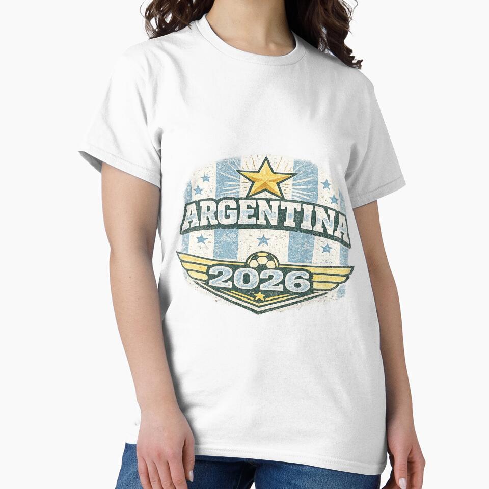 Argentina 2026 Vintage Retro Football Fan T-Shirt by ArthUpscale
