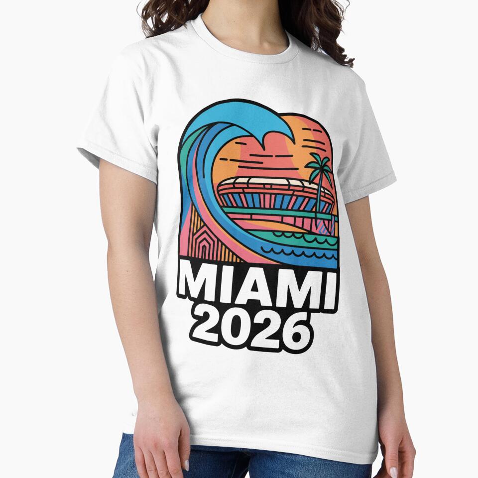 Miami 2026 Ocean Wave Football T-Shirt V19 by DarylWelsh2024