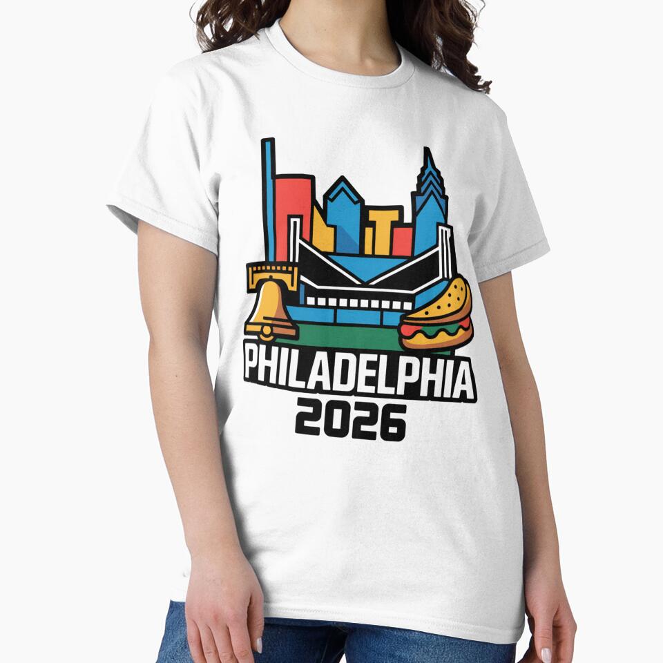 Philadelphia 2026 Liberty Bell Stadium Cheesesteak T-Shirt V11 by DarylWelsh2024