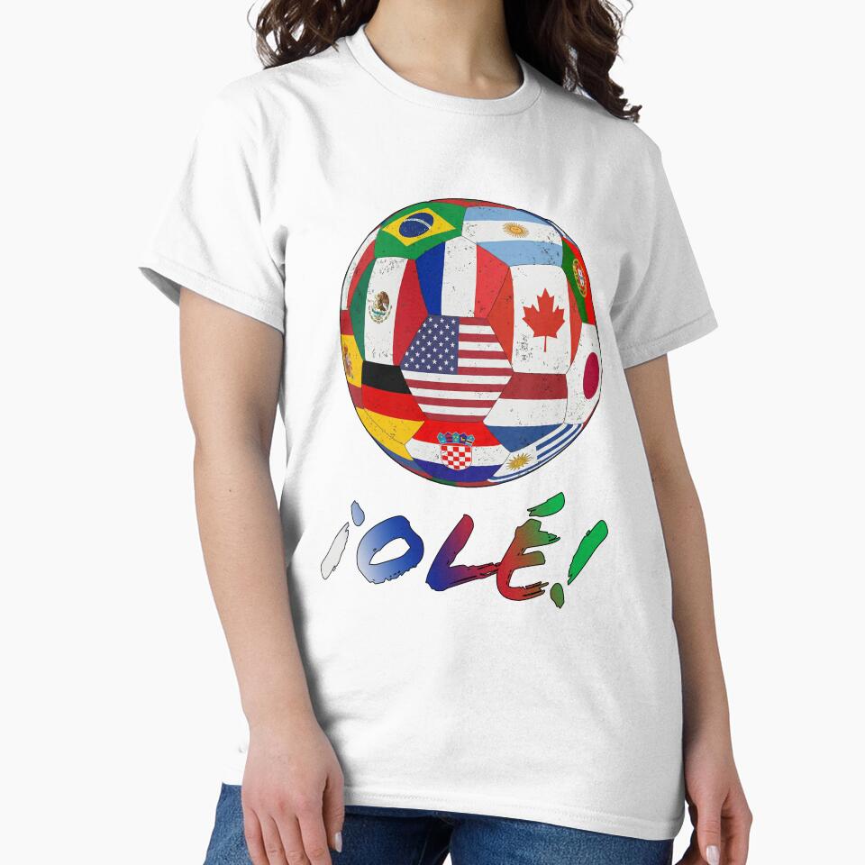 Global Football Nations Ole! T-shirt - International Flag Soccer Ball by Deadpan Design Syndicate