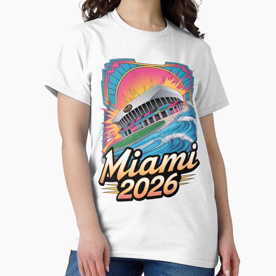 Miami 2026 Ocean Wave Football T-Shirt V16 by DarylWelsh2024