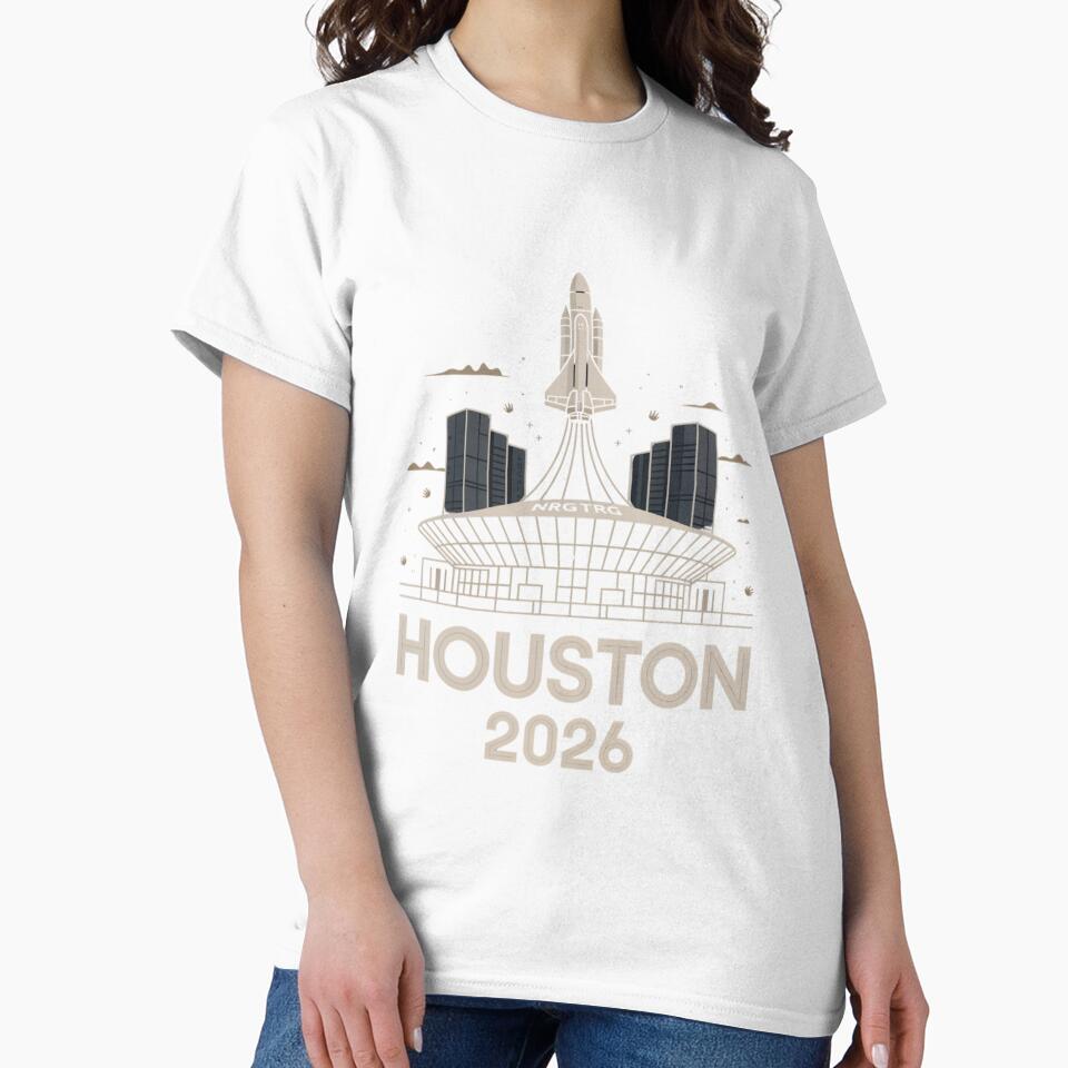 Houston 2026 Space Shuttle Football T-Shirt V14 by DarylWelsh2024