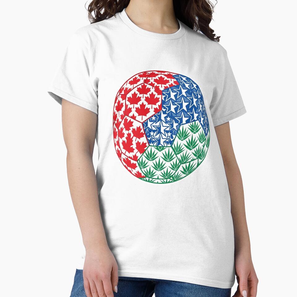 North America Soccer Ball – Canada USA Mexico Flag Pattern by droidtech