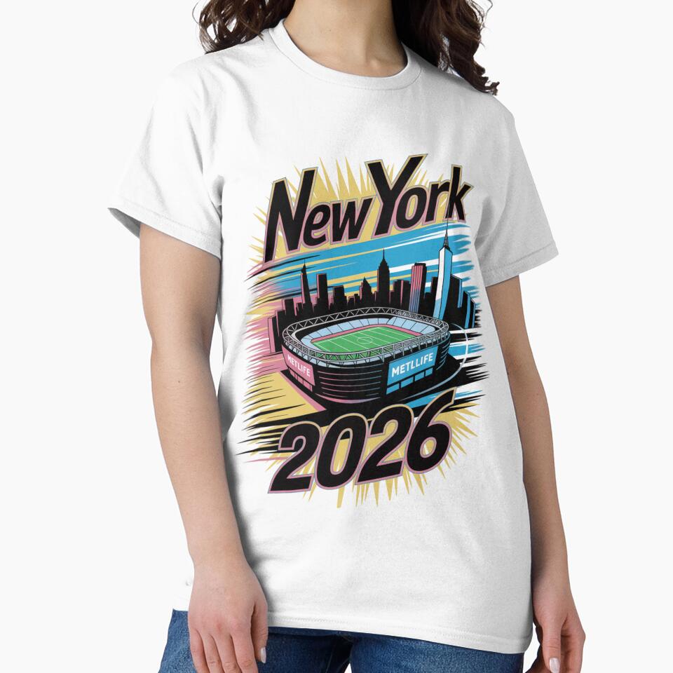 New York 2026 MetLife Stadium Skyline T-Shirt V15 by DarylWelsh2024