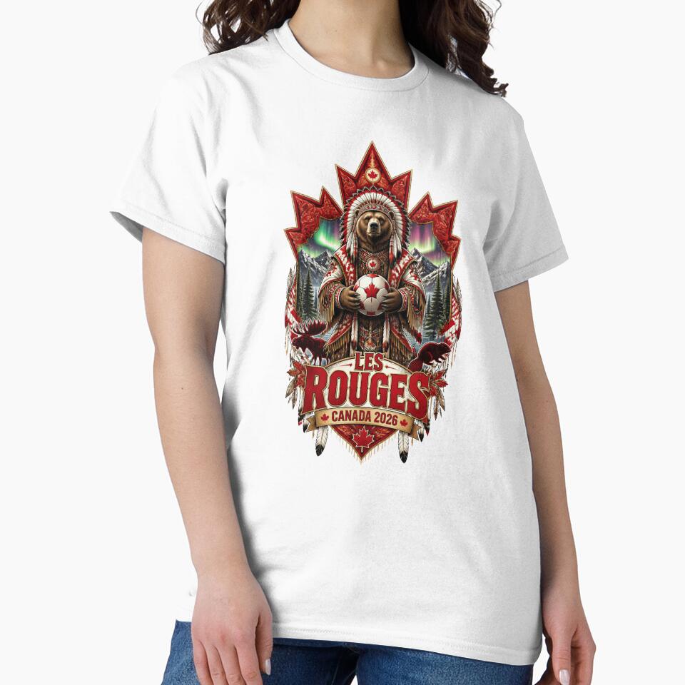 Canada Soccer Bear - Les Rouges Vintage  Indigenous Football Fan T-Shirt 2026 by 18-30