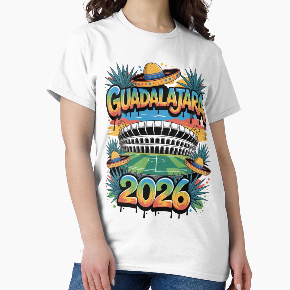 Guadalajara 2026  Mexico Football Soccer Souvenir T-Shirt V5 by DarylWelsh2024