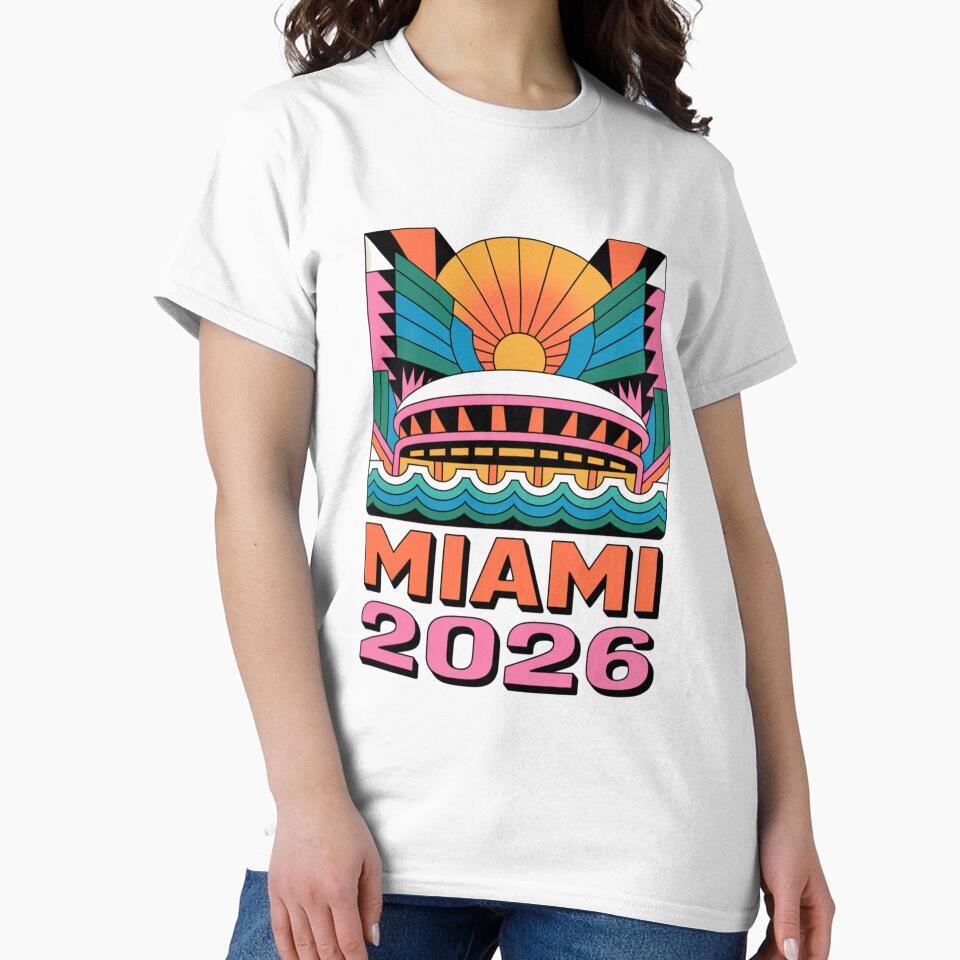 Miami 2026 Ocean Wave Football T-Shirt V5 by DarylWelsh2024