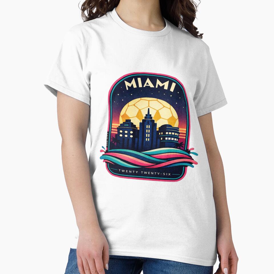 Copy of Miami Vice 2026 - Art Deco Soccer Sunset T-Shirt by RDcollections
