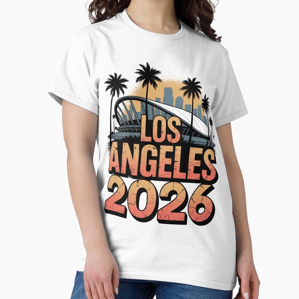 Los Angeles 2026 Palm Tree Sunset T-Shirt V7 by DarylWelsh2024