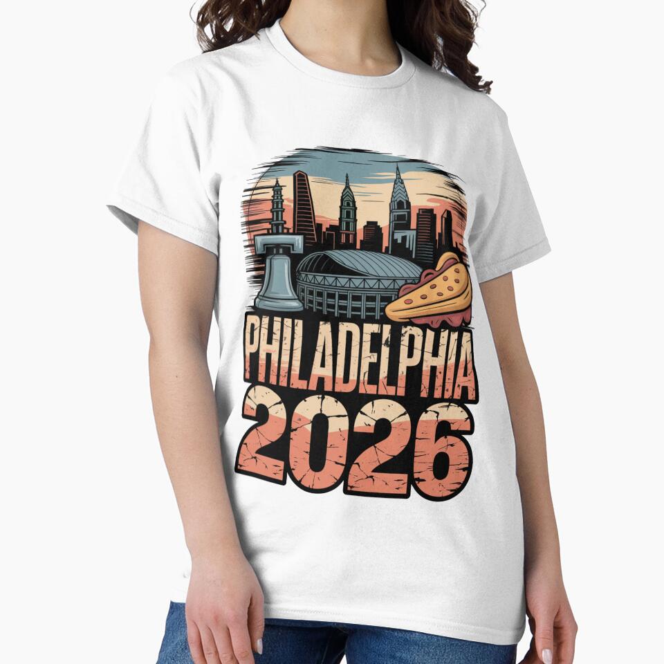 Philadelphia 2026 Liberty Bell Stadium Cheesesteak T-Shirt V7 by DarylWelsh2024