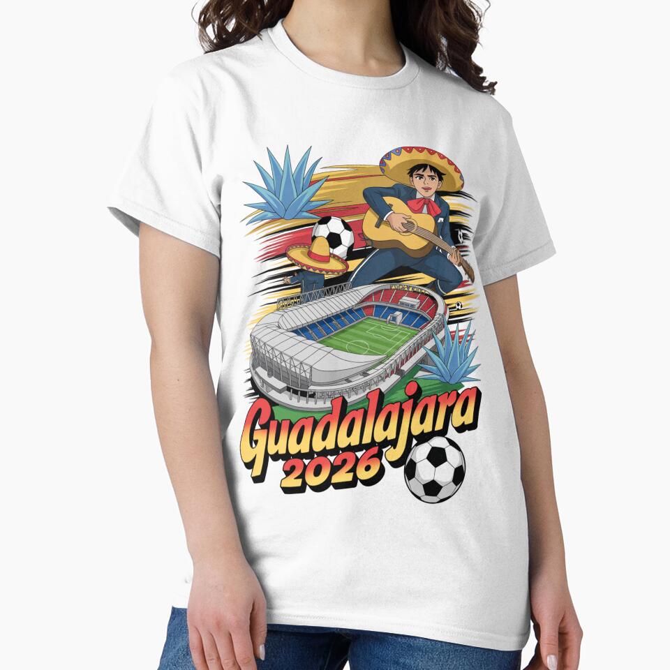 Guadalajara 2026  Mexico Football Soccer Souvenir T-Shirt V19 by DarylWelsh2024