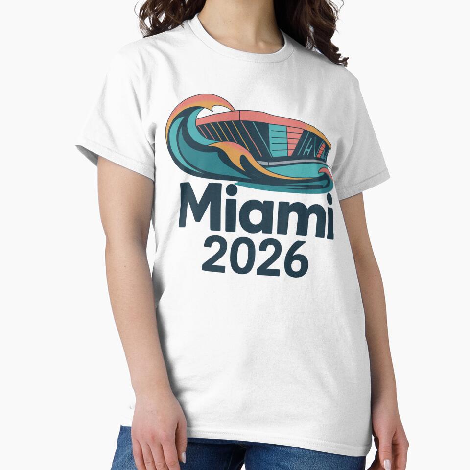 Miami 2026 Ocean Wave Football T-Shirt V14 by DarylWelsh2024