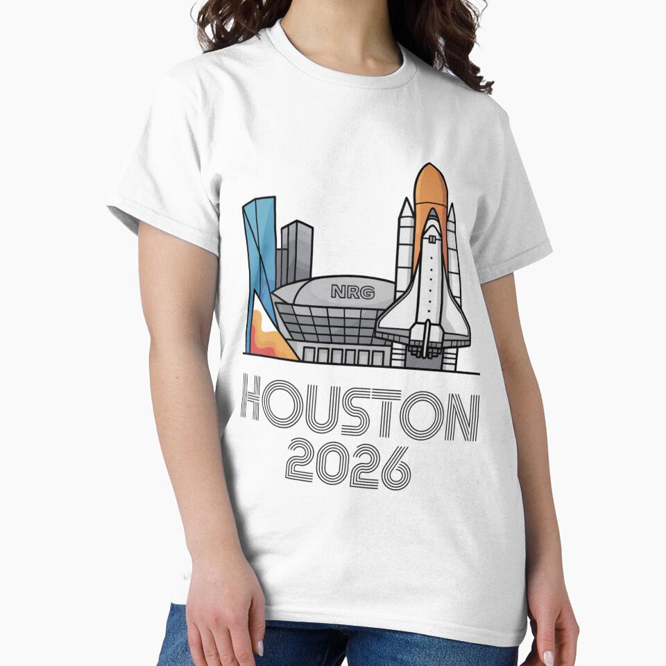 Houston 2026 Space Shuttle Football T-Shirt V10 by DarylWelsh2024