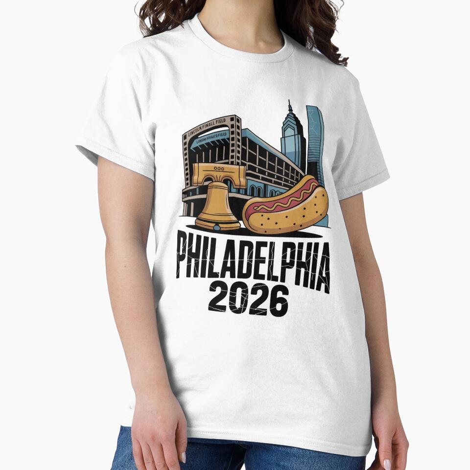 Philadelphia 2026 Liberty Bell Stadium Cheesesteak T-Shirt V24 by DarylWelsh2024