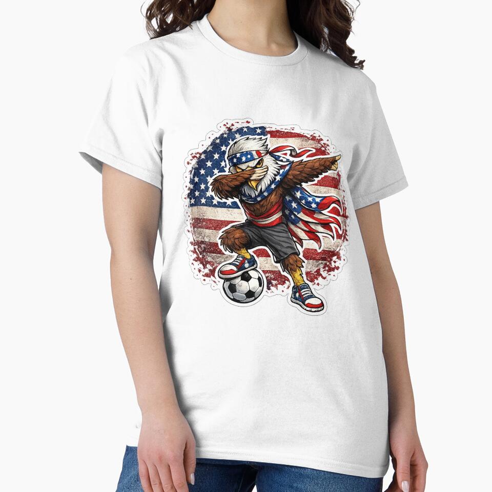 Dabbing Eagle Soccer Vintage American Flag by QuiteOrbit