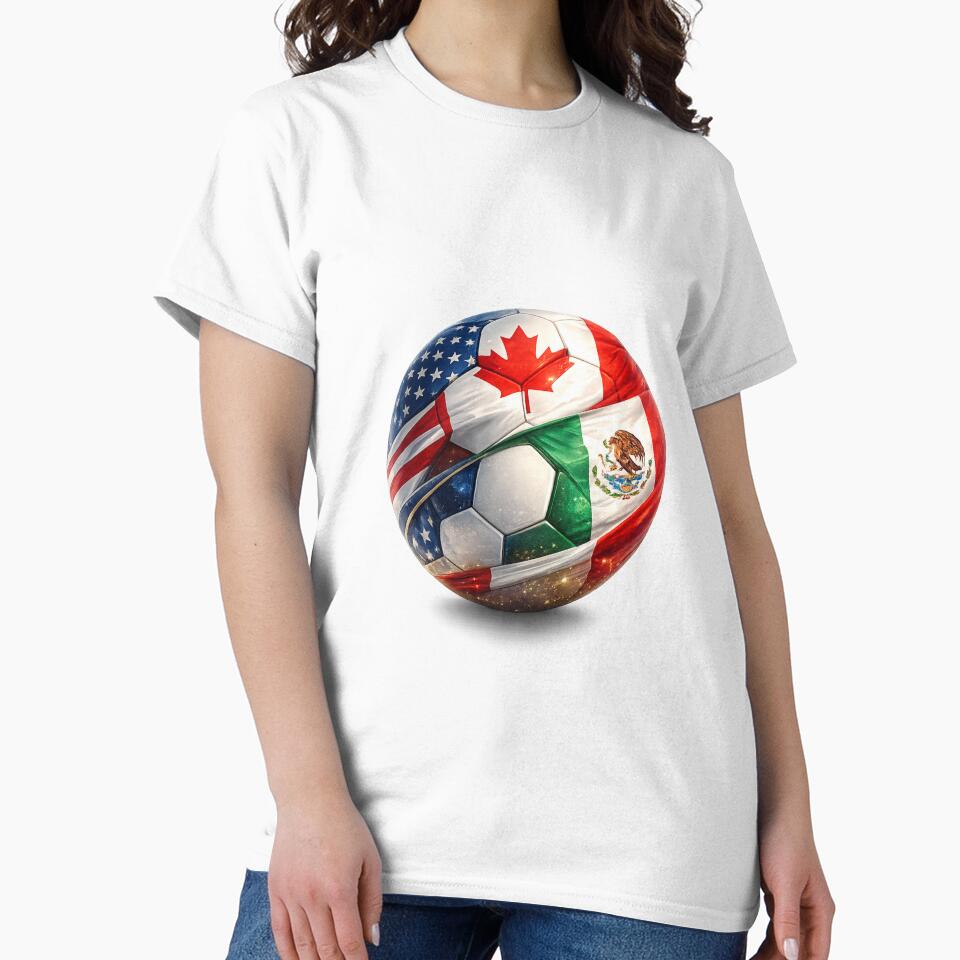 Soccer Ball with USA Canada Mexico Flags – 2026 Fan Design by RolMerch