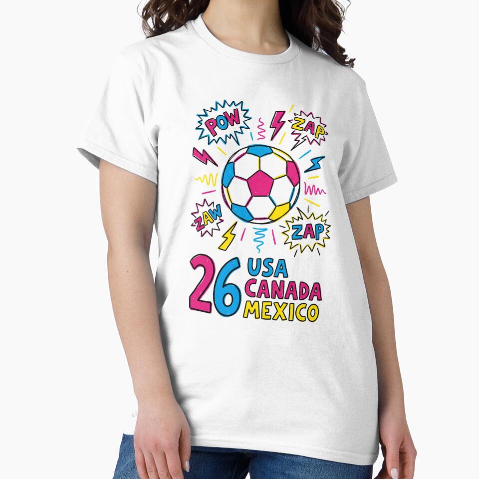 Colorful Comic Style Soccer Ball USA Canada Mexico 26 World Cup 2026 by Imaginationbeyond