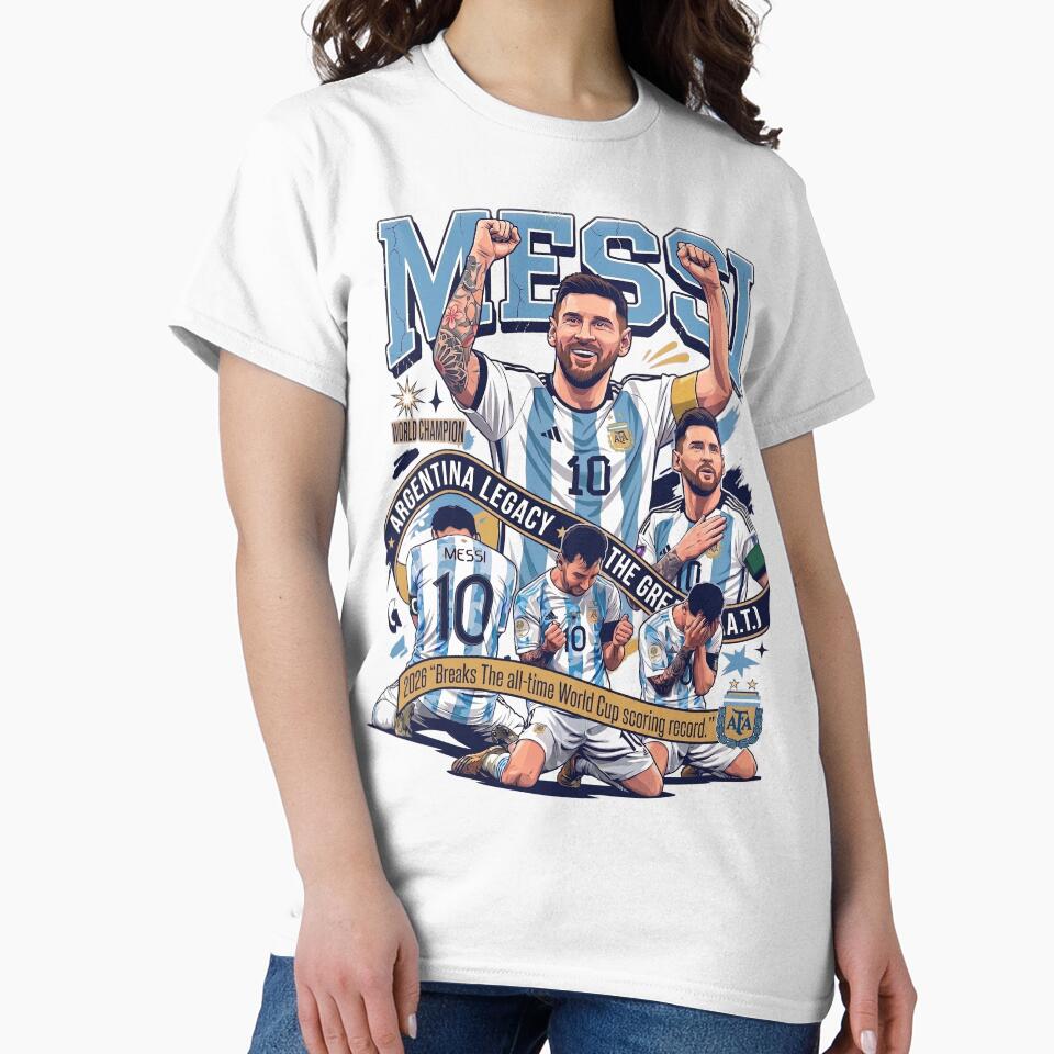 Messi GOAT World Champion Graphic Tee Soccer Fan Shirt by tshirtswonder