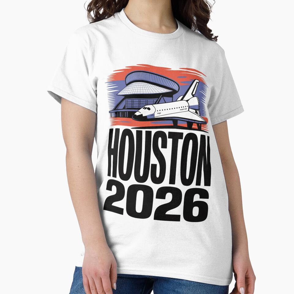 Houston 2026 Space Shuttle Football T-Shirt V20 by DarylWelsh2024