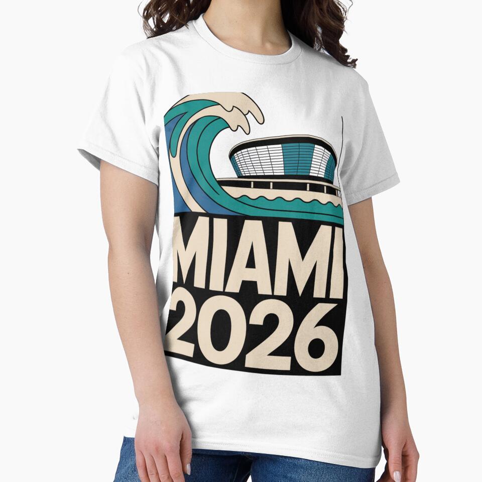Miami 2026 Ocean Wave Football T-Shirt V21 by DarylWelsh2024