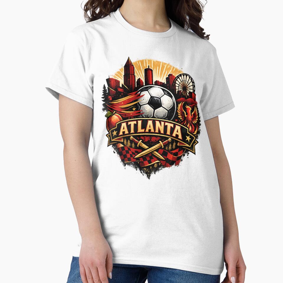 Atlanta Football Crest Style Design – City Skyline Soccer Graphic, Phoenix Sports Fan Artwork, Red Black Supporter Design by GarnerSupplyCo