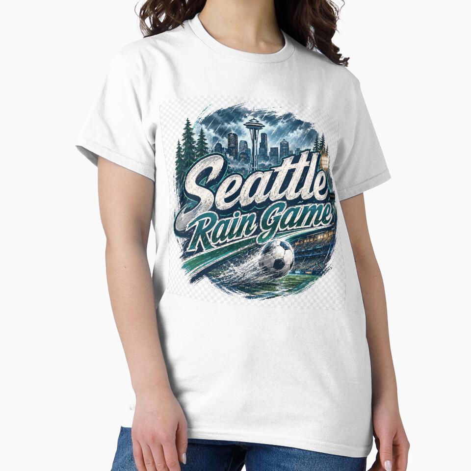 Seattle Rain Game – Retro Soccer Fan Design by MySheetMusicArt