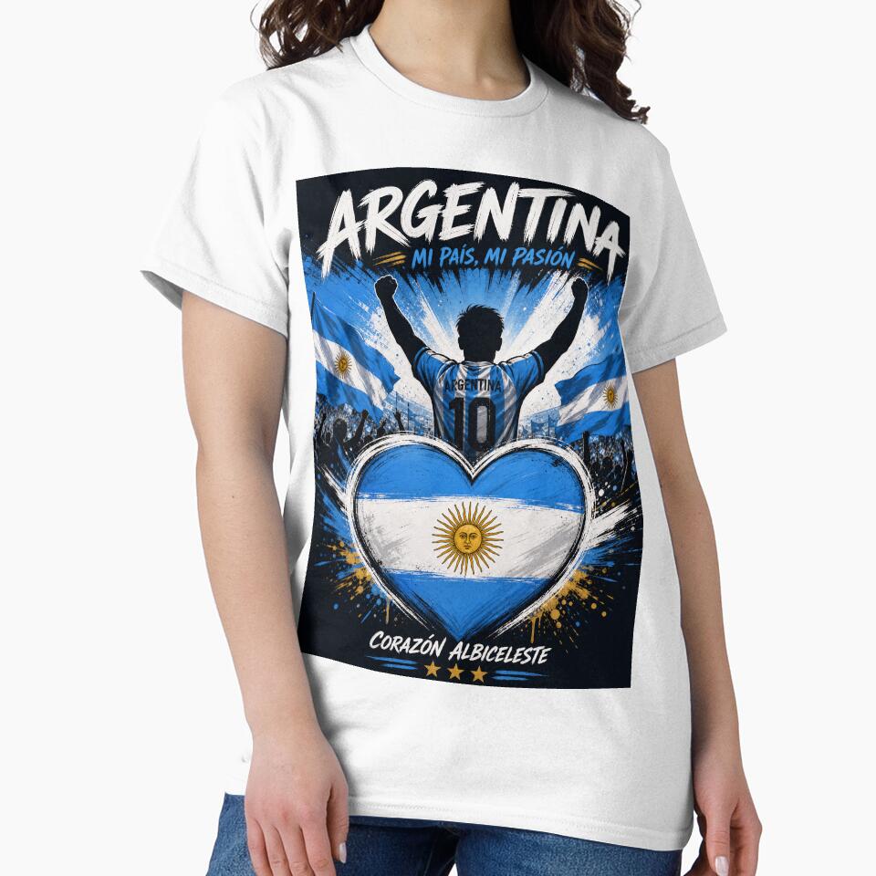 Argentina Flag Heart – Football Fan Pride Design by Jandedan